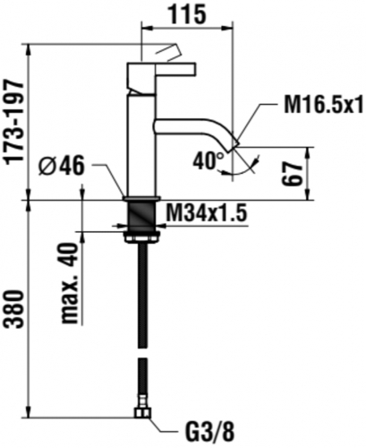 Laufen KARTELL BY LAUFEN egykaros mosdó csaptelep leeresztő nélkül, szálhúzott rozsdamentes acél H3113310901001