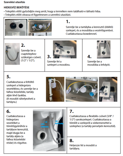 Sapho AQUALINE HYGIE monoblokkos WC beépített mosdóval, fehér PB104W