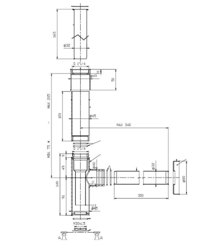 Roca Totem design szifon, titán fekete A5064031CN