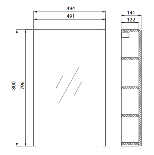 Cersanit City 50 tükrös szekrény 50x80 cm, fehér S584-023-DSM
