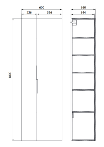 Cersanit City két ajtós oldalsó szekrény 180x60 cm, fehér S584-019-DSM