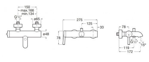 Roca Pals kádtöltő csaptelep, króm A5A026DC00