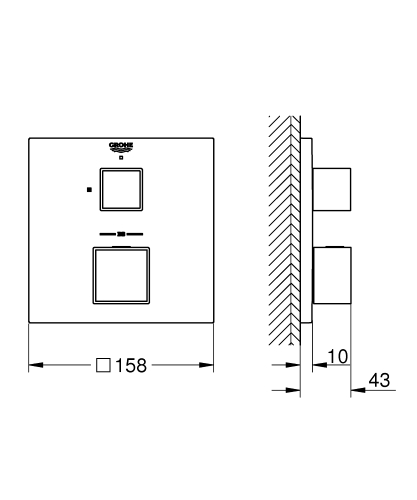Grohe Grohtherm Cube termosztátos keverő 1 kimenethez elzáró szeleppel, Brushed hard graphite 24153AL0