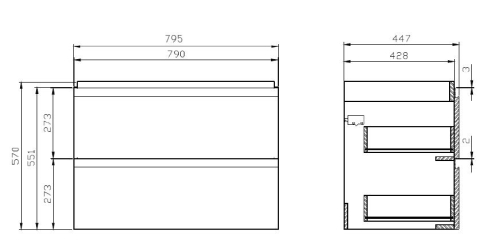 Cersanit Moduo 80-as fürdőszobaszekrény lapraszerelt (mosdó nélkül), szürke S590-007-DSM