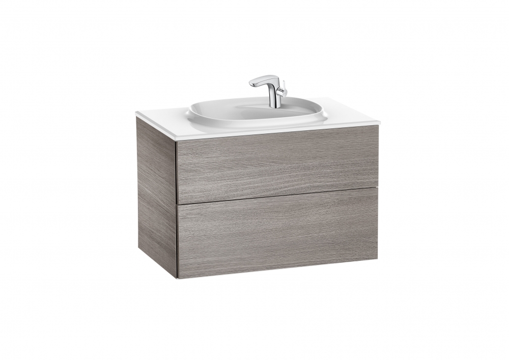 Roca Beyond 80 cm fürdőszoba bútor mosdóval, texturált tölgy A851357402