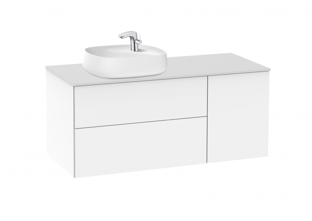 Roca Beyond 120 cm balos fürdőszoba bútor ráültethető mosdóval, fényes fehér A851400806