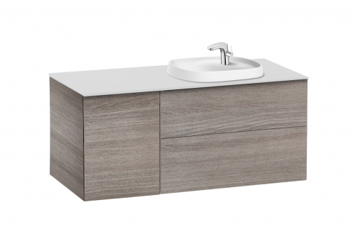 Roca Beyond 120 cm jobbos fürdőszoba bútor beépíthető mosdóval, texturált tölgy A851413402
