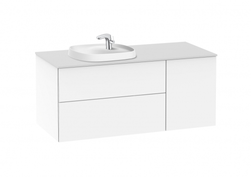 Roca Beyond 120 cm balos fürdőszoba bútor beépíthető mosdóval, fényes fehér A851412806