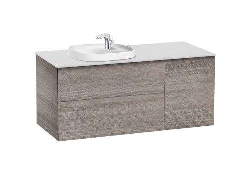 Roca Beyond 120 cm balos fürdőszoba bútor beépíthető mosdóval, texturált tölgy A851412402