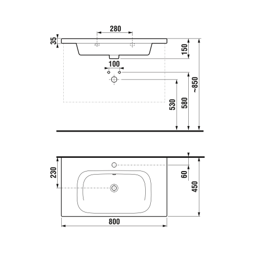 Laufen Basal 80x45 cm mosdó H8127160001311