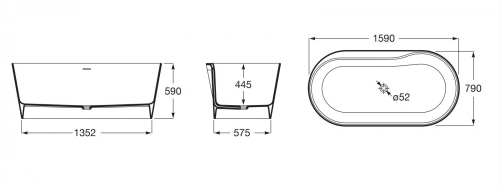 Roca Raina STONEX 159x79 cm szabadon álló kád, fehér A248466000