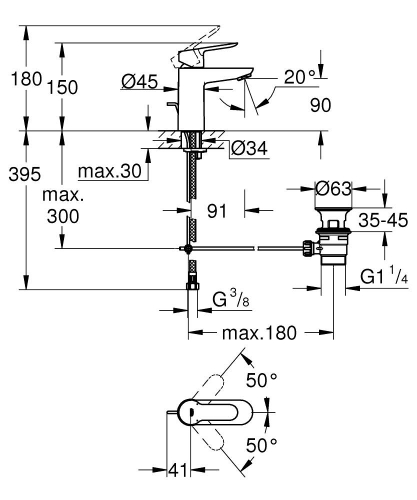 Grohe Start Edge Egykaros mosdócsaptelep S-es méret 23342000