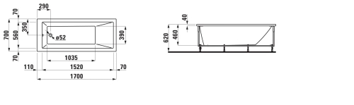 Laufen Pro 170x70 cm kád takarókerettel H2309510000001