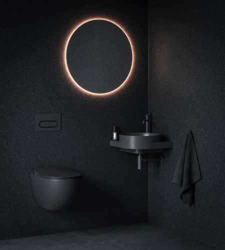 Ravak Yard 450 C sarok kerámia mosdó, matt fekete XJX0D245000