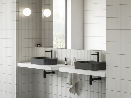Ravak Ceramic R Slim 55x37 cm pultra ültethető mosdó, matt fekete XJX0D155001