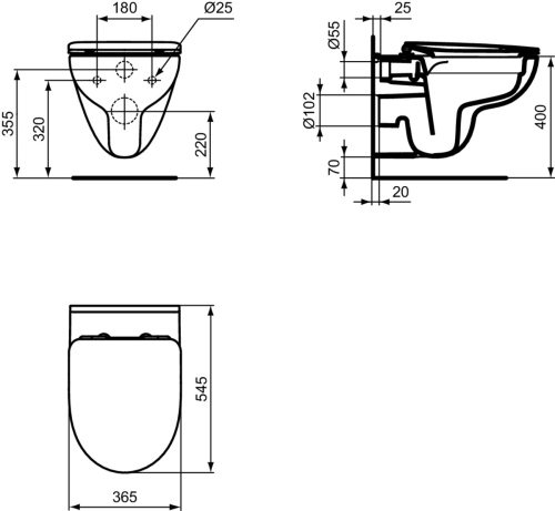 Ideal Standard I.Life A perem nélküli fali wc T471601