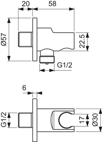 Ideal Standard Idealrain fali könyök kézizuhany tartóval, króm BC807AA