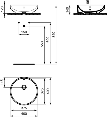 Ideal Standard I.Life B 45 cm pultra ültethető mosdó T509101