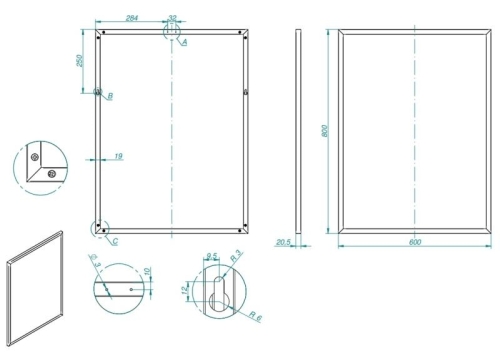 AREZZO design keretes tükör 80x60, fekete AR-167581