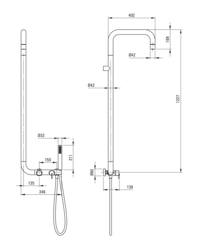Deante SILIA zuhanyrendszer, szálcsiszolt arany NQS_R4XM