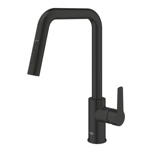 Grohe Start kihúzható zuhanyfejes egykaros mosogatócsap, matt fekete 306312430
