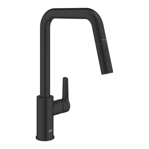 Grohe Start kihúzható zuhanyfejes egykaros mosogatócsap, matt fekete 306312430