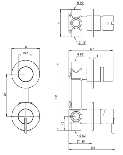 Deante SILIA 2 funkciós függőleges falsík alatti zuhany csaptelep, nero BQS_N44P