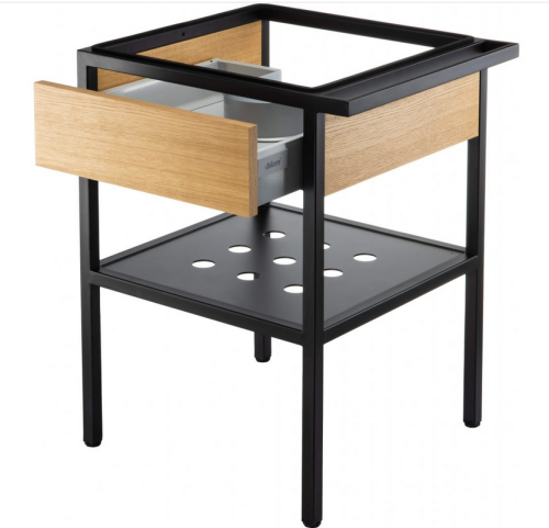 Deante Temisto fiókos fürdőszobai mosdóállvány 56,5x50 cm törölközőtartóval, matt fekete CSD X50A