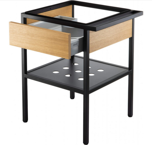 Deante Temisto fiókos fürdőszobai mosdóállvány 66,5x50 cm törölközőtartóval, matt fekete CSD_X60A