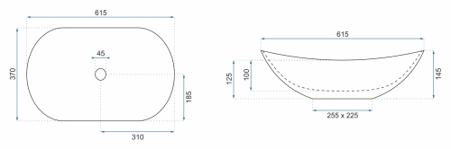 Rea Royal 61,5x37 cm pultra ültethető mosdó, matt fekete REA-U0442