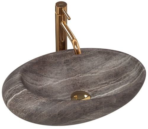 Rea Roxy Stone 49x31 cm pultra ültethető mosdó, sötét szürke REA-U6649