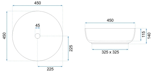 Rea Elma 45 cm pultra ültethető mosdó, matt szürke REA-U8495