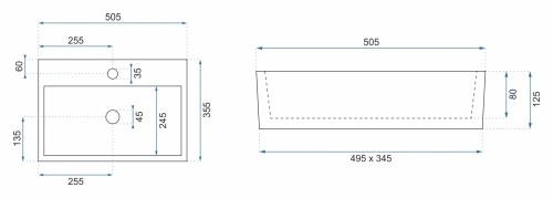 Rea Valeria 50,5x35,5 pultra ültethető mosdó, fehér REA-U5000