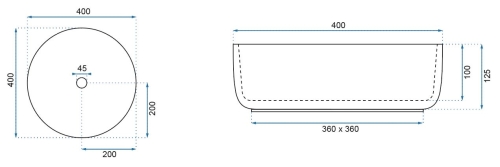 Rea Ashley 40 cm pultra ültethető mosdó, kék/fekete REA-U4663