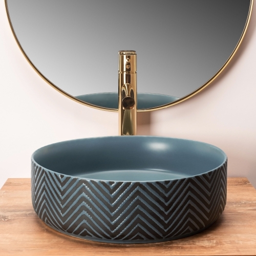 Rea Ashley 40 cm pultra ültethető mosdó, kék/fekete REA-U4663