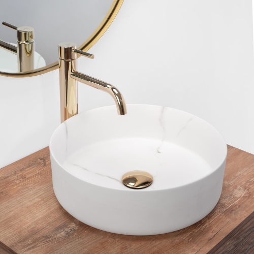 Rea Sami Marble 36 cm pultra ültethető mosdó, matt fehér REA-U8703