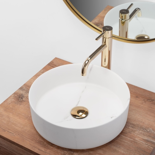 Rea Sami Marble 36 cm pultra ültethető mosdó, matt fehér REA-U8703