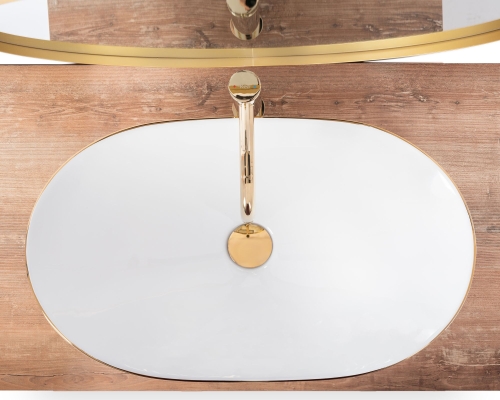 Rea Royal 62,5x36 cm pultra ültethető mosdó, fehér/arany REA-U8570