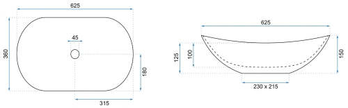 Rea Royal 62,5x36 cm pultra ültethető mosdó, fehér/arany REA-U8570