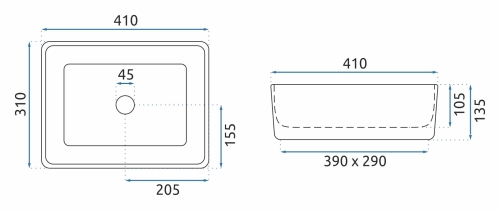 Rea Anita Mini 41x31 cm pultra ültethető mosdó, fehér REA-U0952