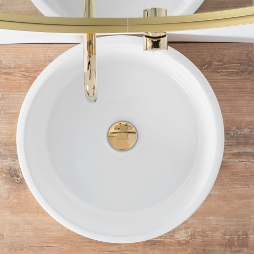 Rea Helen 42 cm pultra ültethető mosdó, fehér/arany REA-U6978