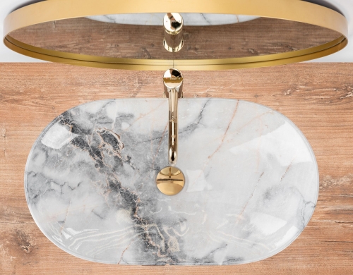 Rea Royal Granit 60,5x36 cm pultra ültethető mosdó, kőhatású REA-U8596