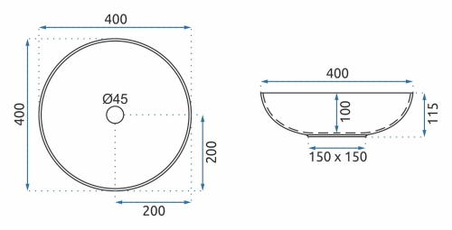 Rea Arte 40 cm pultra ültethető mosdó, többszínű REA-U0267