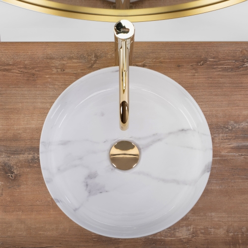 Rea Sami Marble 36 cm pultra ültethető mosdó, fehér REA-U5685