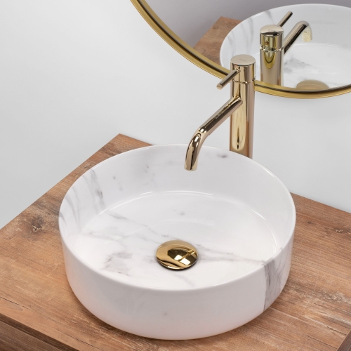 Rea Sami Marble 36 cm pultra ültethető mosdó, fehér REA-U5685