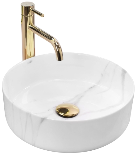 Rea Sami Marble 36 cm pultra ültethető mosdó, fehér REA-U5685