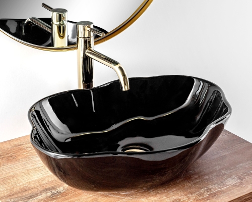 Rea Pearl 51,5x37,5 cm pultra ültethető mosdó, fekete REA-U0858