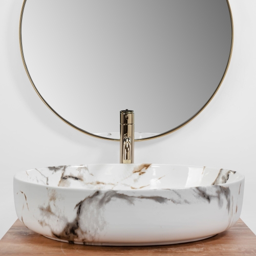 Rea Queen Carrara 55x41,5 cm pultra ültethető mosdó, kőhatású REA-U1232