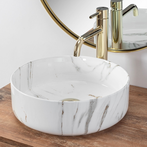 Rea Sami Marble 35,5 cm pultra ültethető mosdó, fehér REA-U4522