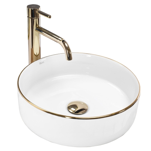 Rea Sami 36 cm pultra ültethető mosdó, fehér/arany REA-U6758